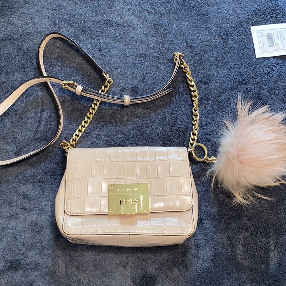 Michael Kors Tina Ballet Pink Crocodile Leather Crossbody Purse Clutch - Picture 1 of 6
